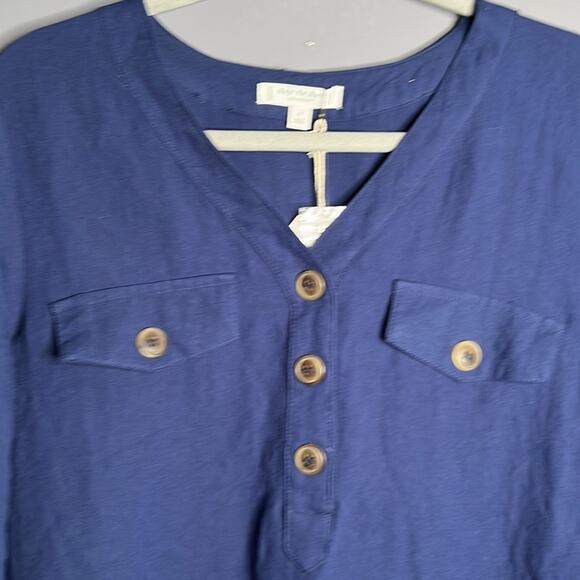 Day to Day Navy Blue Button Down Tunic Size Small - Picture 3 of 11